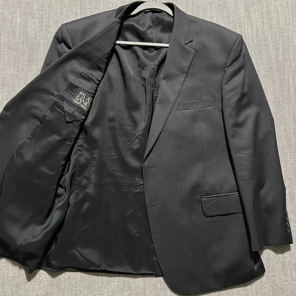 Jos. A. Bank Traveler's Collection Black 100% Wool Blazer Sport Coat 44S Mens